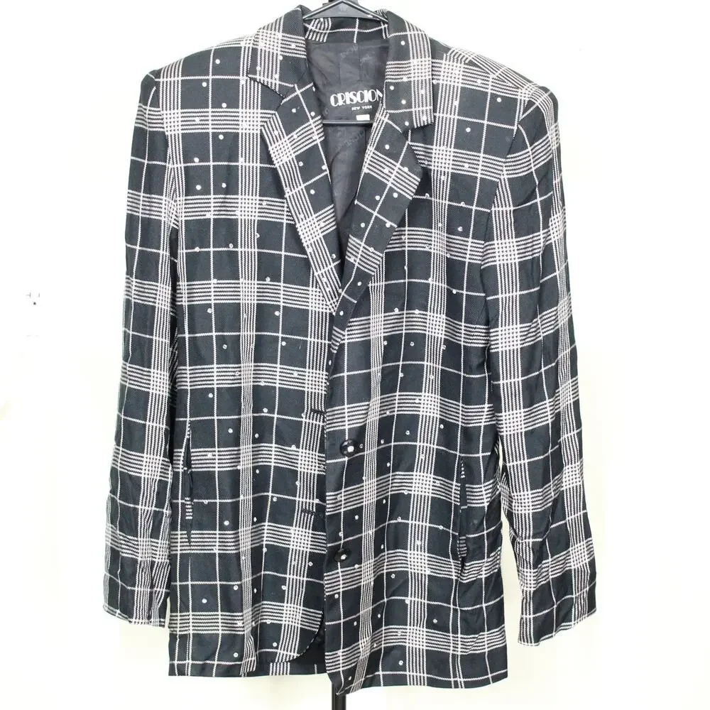 Vintage 80s Criscione X Cache Blazer with Rhinestones Size Petite S 100% Rayon